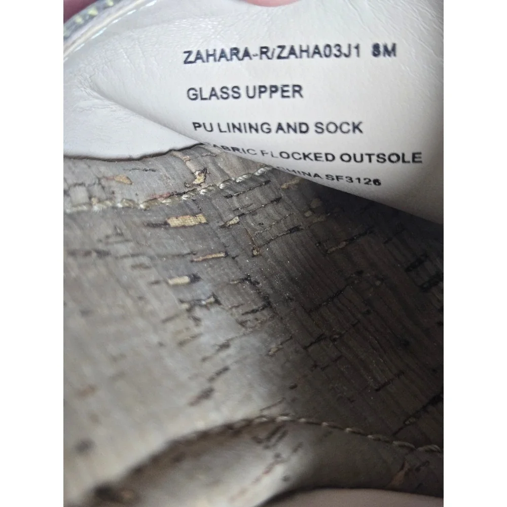 Madden Girl Zahara-R Silver Rhinestone Cork Platform Wedge Sandals‎ 8M